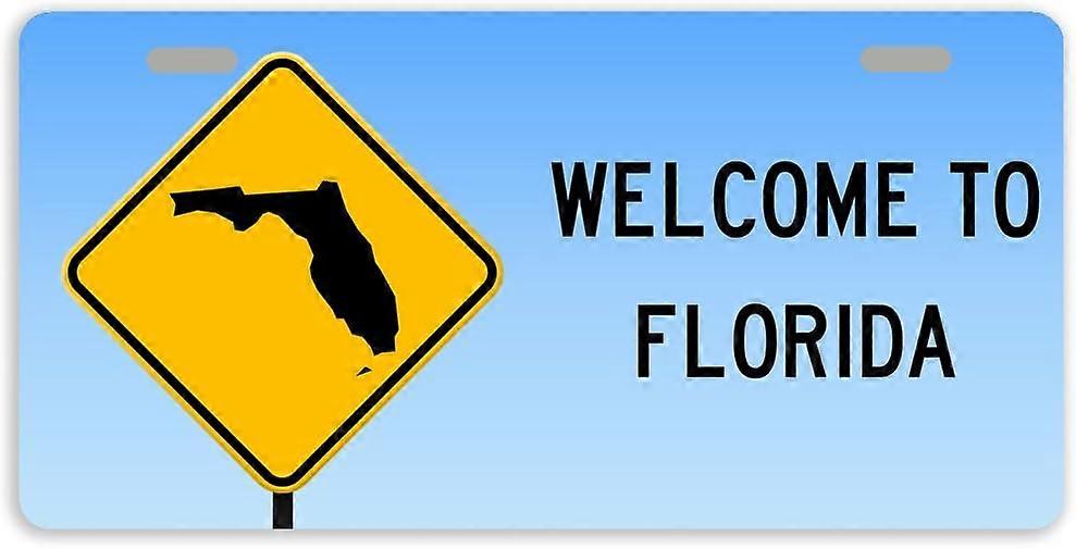 Bem-vindo à Flórida Tampa de Placa de Licença de Carro de Metal com 2 Furos 11.8 x 6.1 Polegadas