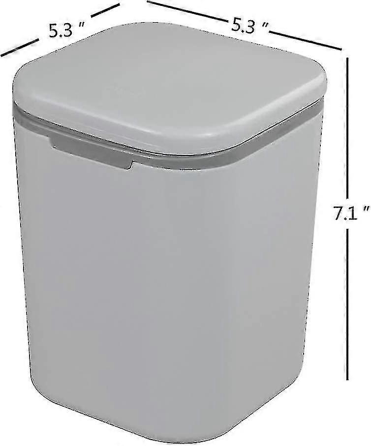 0.5 Gallon Tiny Countertop Trash Can, Mini Desktop Garbage Can With Push-button, White