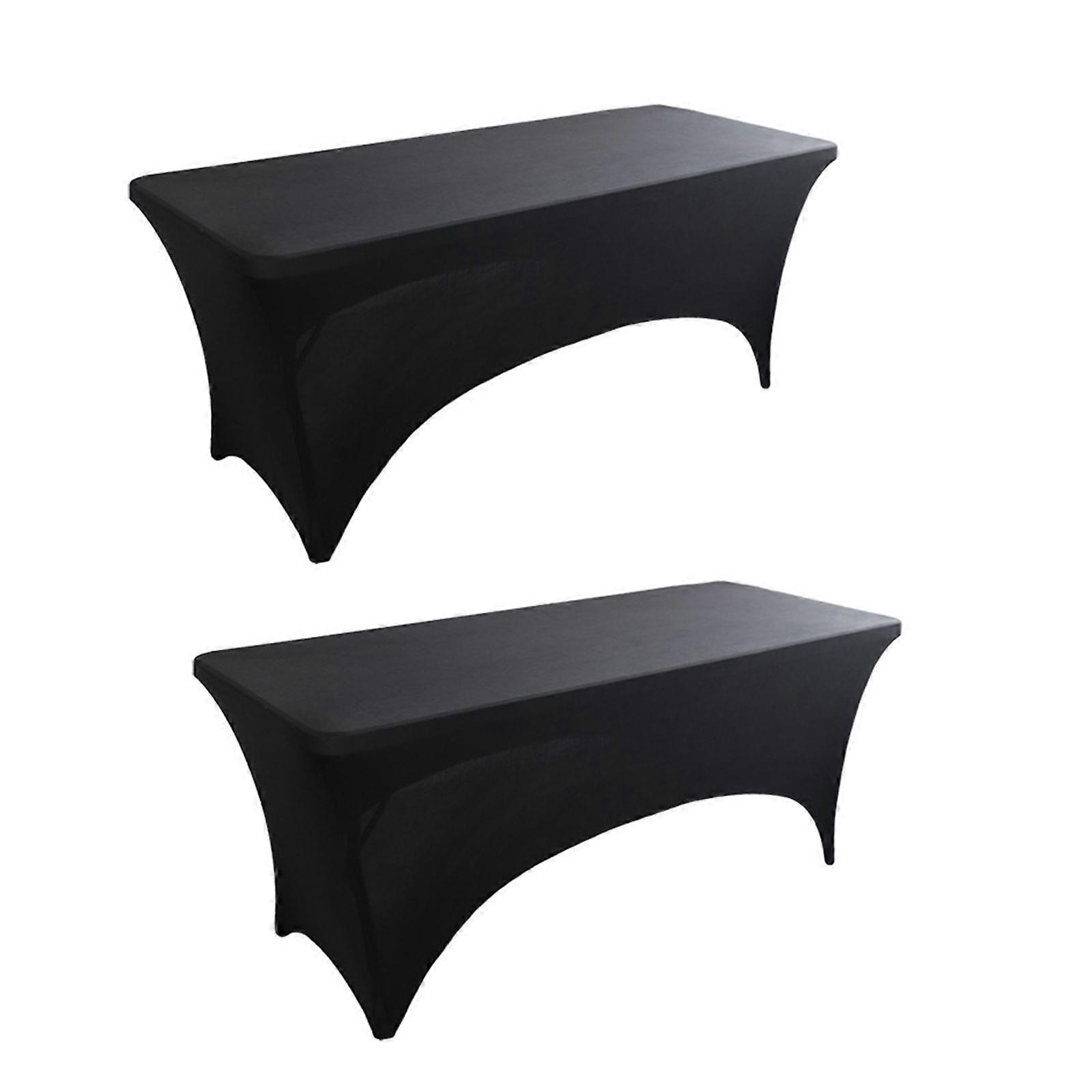 2pcs Rectangular Tablecloth Stretch Elastic Polyester Table Cover Black Fitted Table Cover Fast
