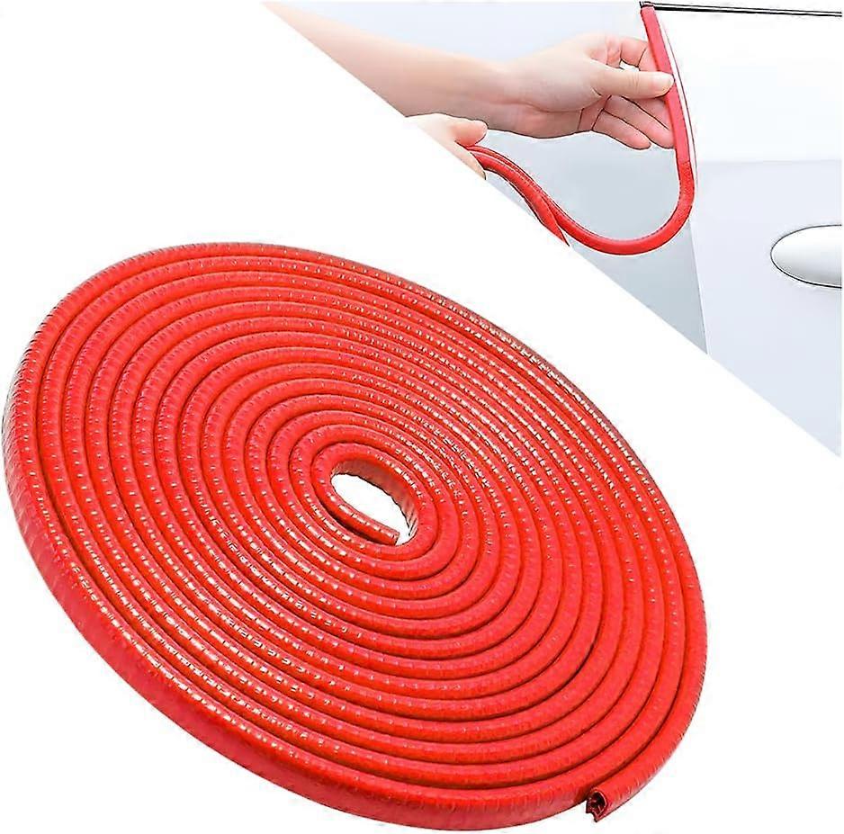 Car Door Edge Guards, Universal Rubber Seal Protector U Shape Edge Trim Car Door Edge Protection for Most Car, Aluminum Boat Edge Guards (Red/5M)