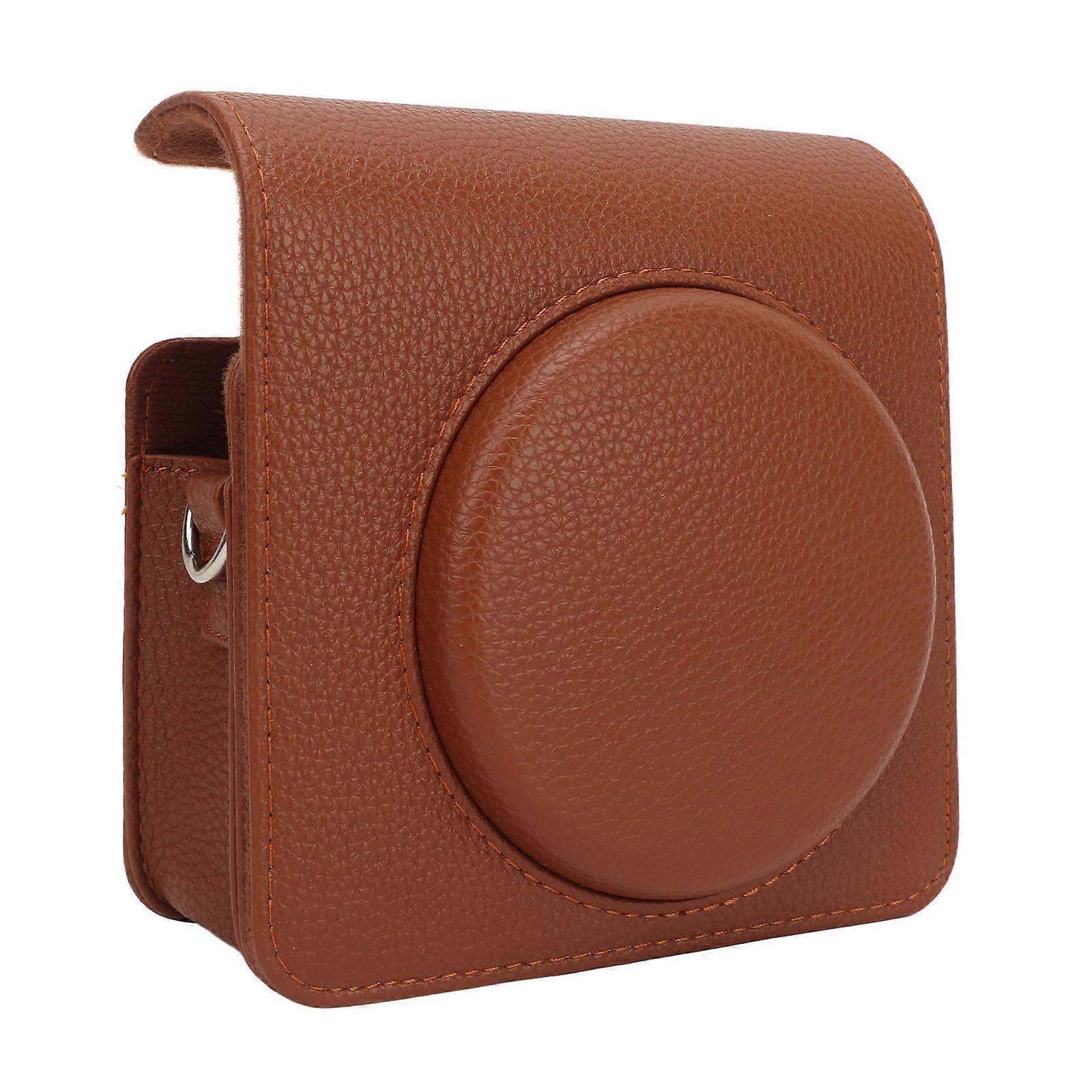 Vintage Camera Case Brown PU Leather Removable Front Section with Adjustable Shoulder Strap Camera Protective Case for Instax Square SQ40 