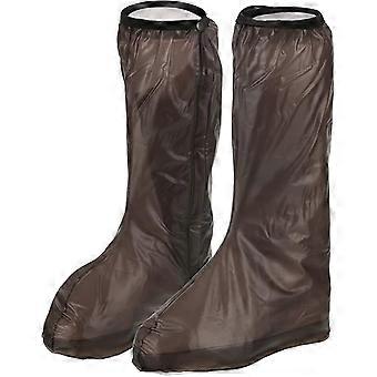 Couvre-chaussures antidérapants réutilisables en PVC, protecteur de bottes de neige avec fermeture éclair pour l’extérieur pluvieux, café, (s)