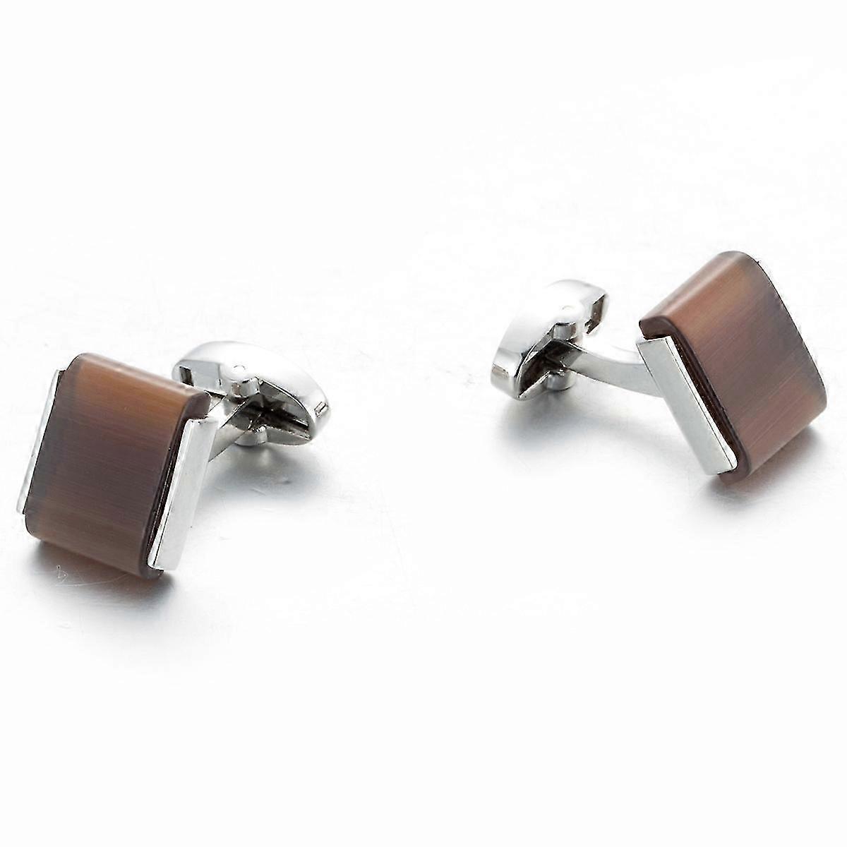 1ペアの男のシャツスタッズトレンドカフスボタン銀メッキ四角形ビジネスウェディングパーティー