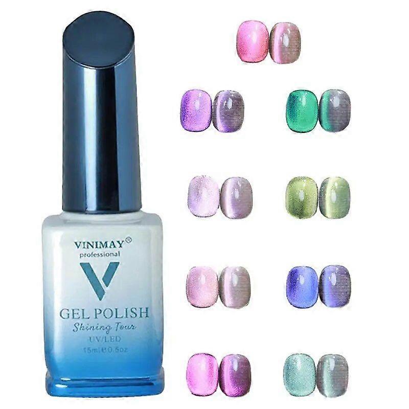 15 ml de dopamina Doble luz Gel de ojo de gato Esmalte de uñas Remojar UV LED Fluorescente Camaleón Candy Esmalte de uñas magnético Uñas de bricolaje