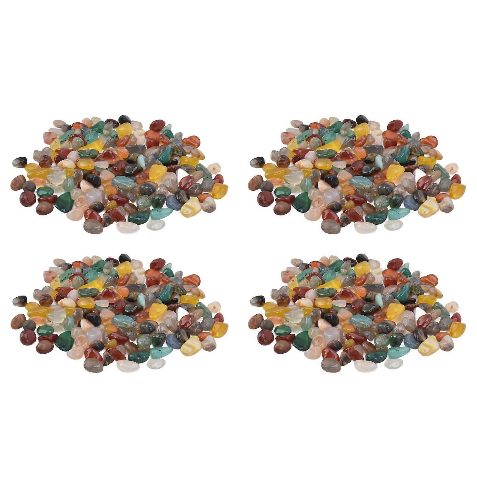 4 Packs Irregular Decorative Pebbles Colorfast Smoother Edges Assorted Tumbled Chips Stone for Potted Plants Fish Tanks