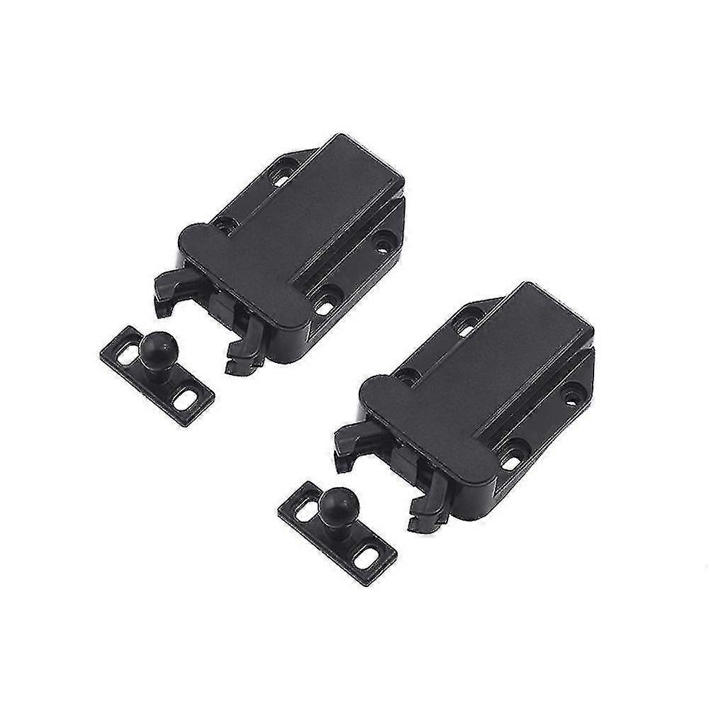 Set Of 2 Pieces Touch Release Latches, PushLatch For Cupboards, Doors And Drawers, Concealed Door Latch, With Screws, Black