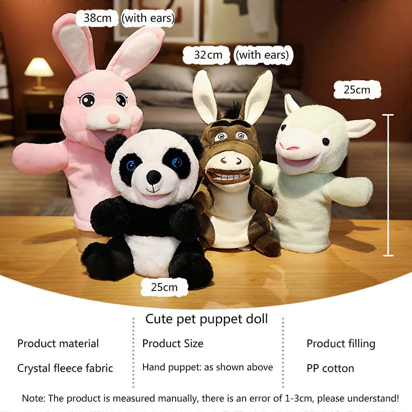 Cute Animal Hand Puppet Roleplay Game Educational Toy Soft Plush Puppet Soothed Dolls for Children, Shows, Playtimes