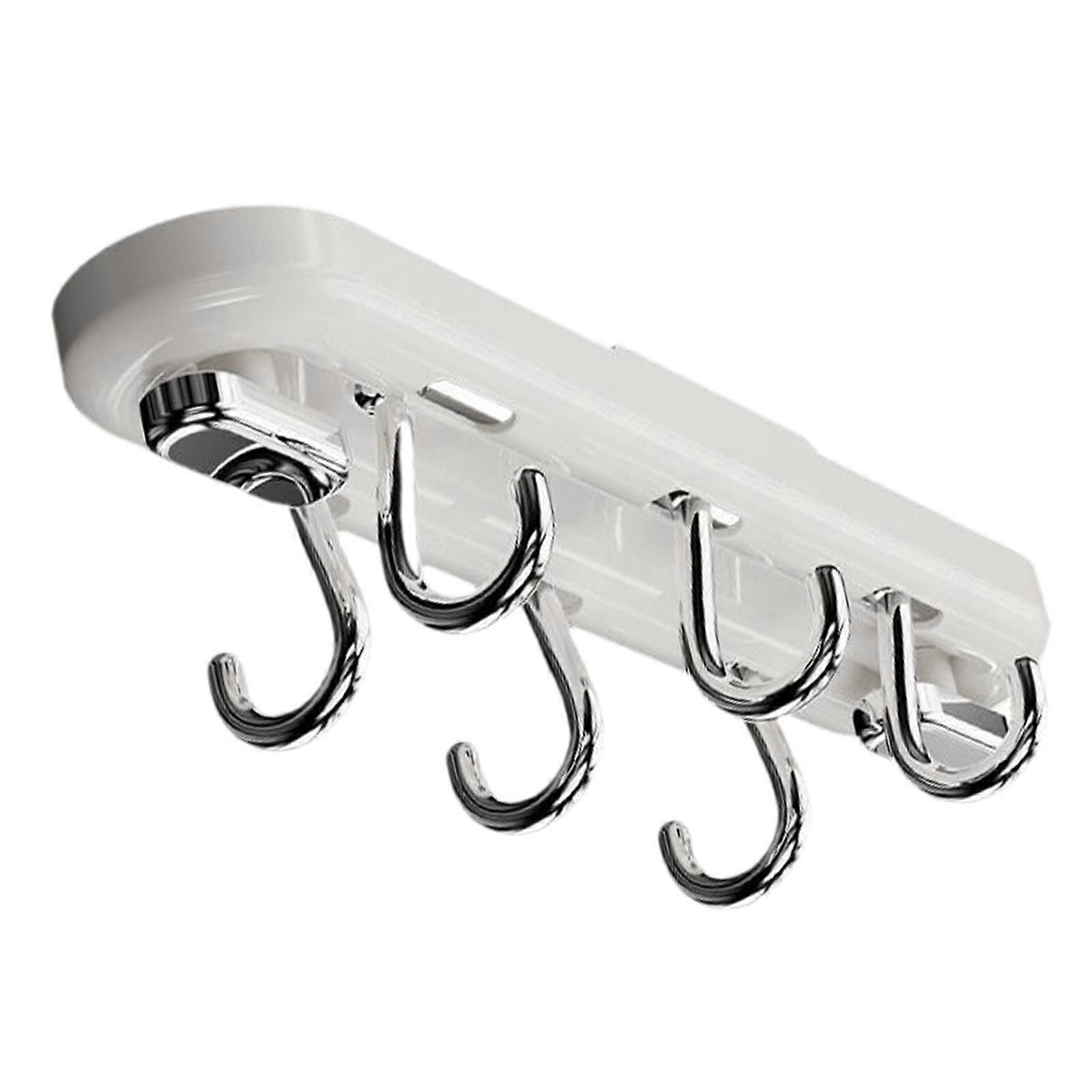 Under Cabinet Hook 360 Degree Rotation Organizer Mug Rack for Home Tie Cups white