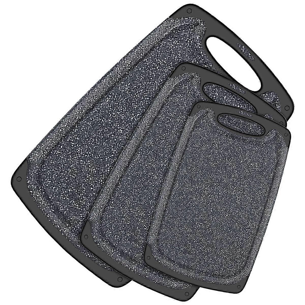 Set of 3 Cutting Boards with Juice Grooves & Carrying Handle - Dishwasher Safe, BPA-Free