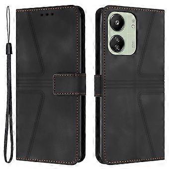 Compatible For Xiaomi Redmi 13C 4G / 13C 5G / Poco C65 4G Case Triangle Imprinted Phone Leather Cover Wallet