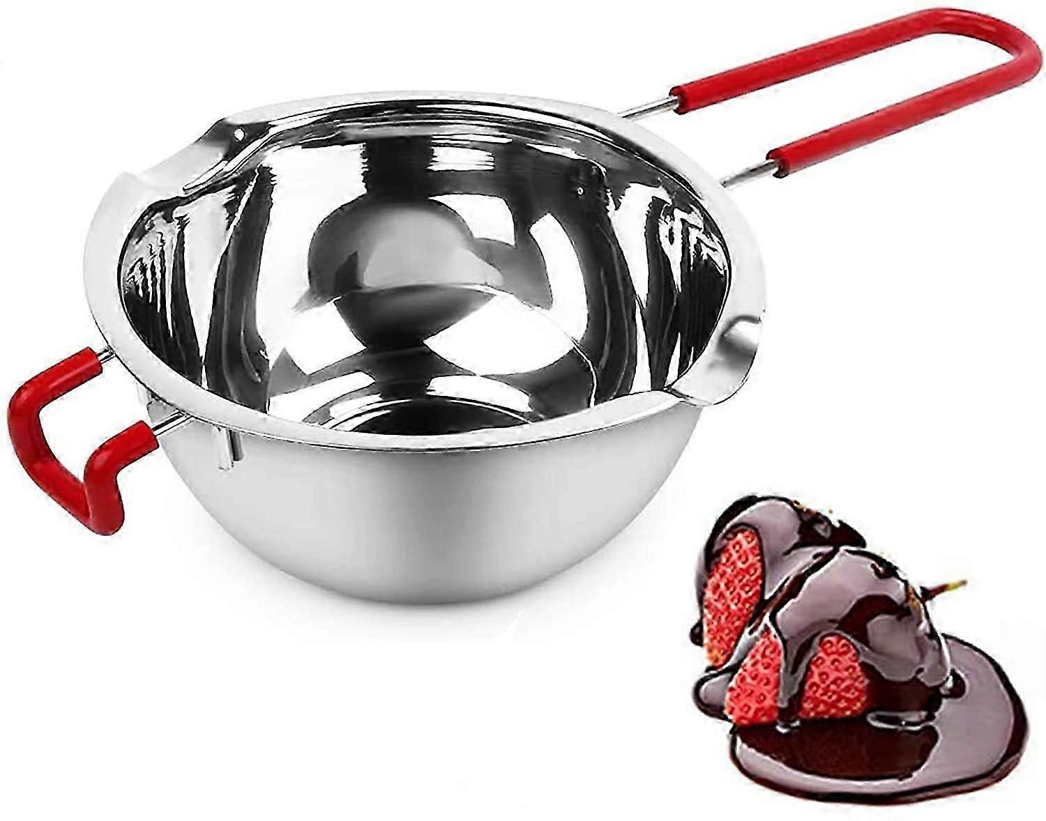 600ml melting pot melting bowl - melting bowl with 2 spouts - high quality stainless steel for chocolate sugar butter cheese caramel candles  with hea