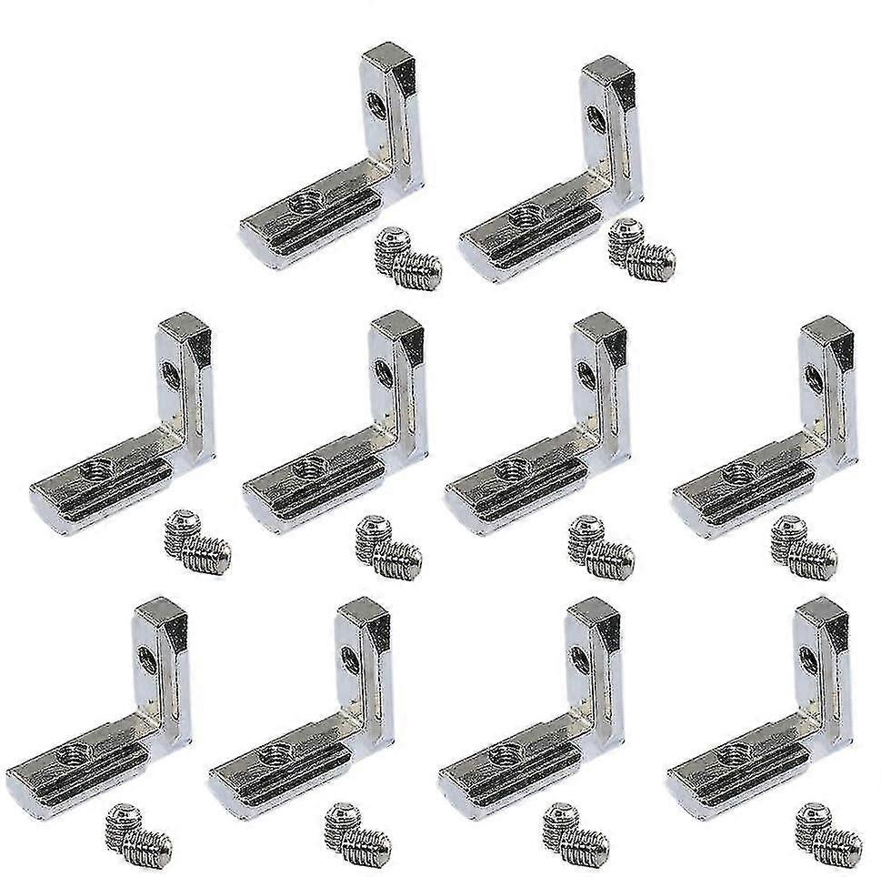 20pcs T 型槽 L 形内部内角连接器接头支架,适用于铝挤压型材 2020 系列槽 6mm