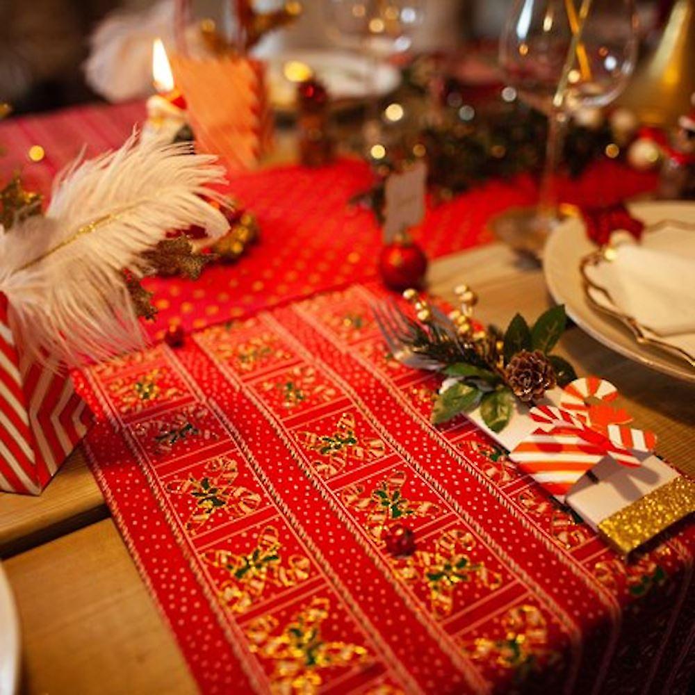 Red Velvet Christmas Candy Cane 3m Table Runner