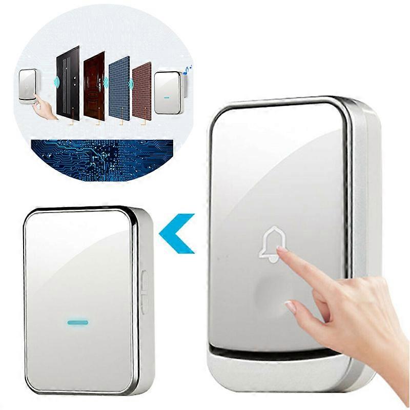 Self-Powered Wireless Doorbell for Indoor Outdoor, 300m Long Range Coverage, Fabric Finished Design, Multiple Ringtones, Loud Volume, Blue Led Flash,