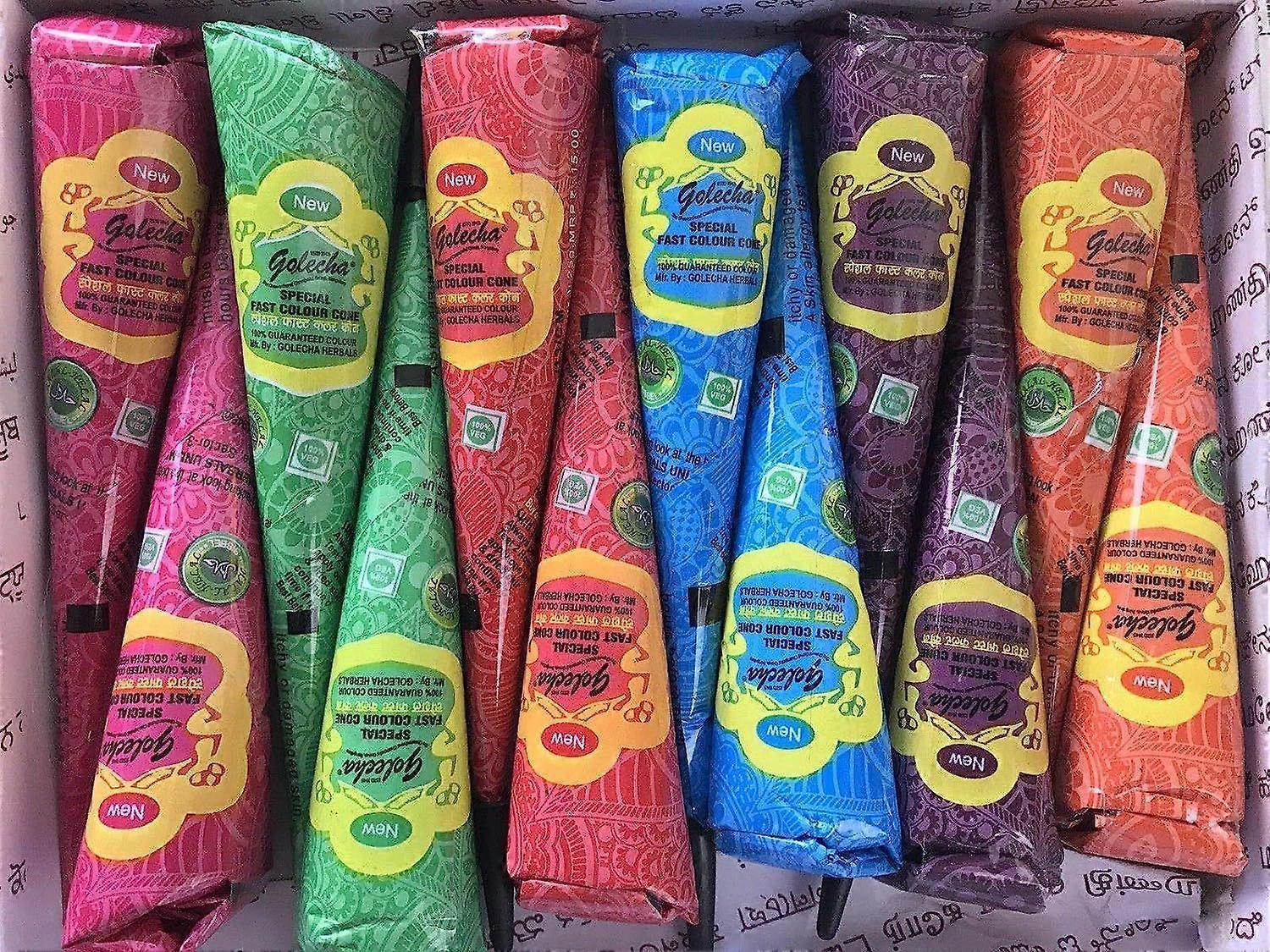 100%天然コーンタトゥーペースト 12個入り、無添加、ハラールベジタリアン、臨床テスト済み＆認証済み - 一時的なボディアートタトゥーデザイン用