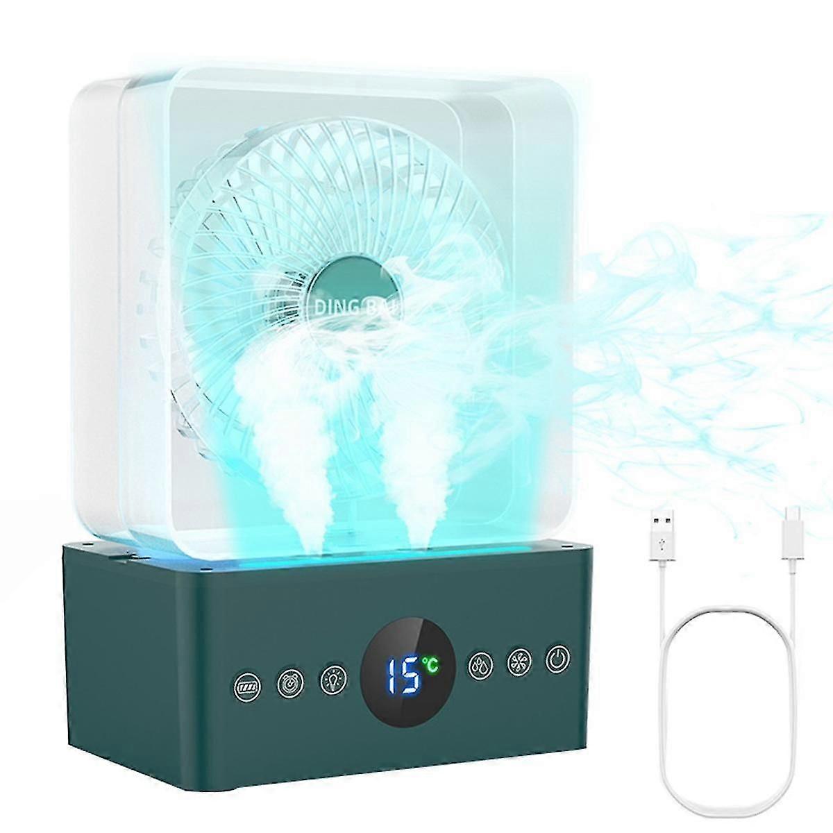 مروحة مكيف هواء محمولة مع 3600 مللي أمبير ، مبرد هواء تبخيري 3 سرعات مع مرطب شخصي