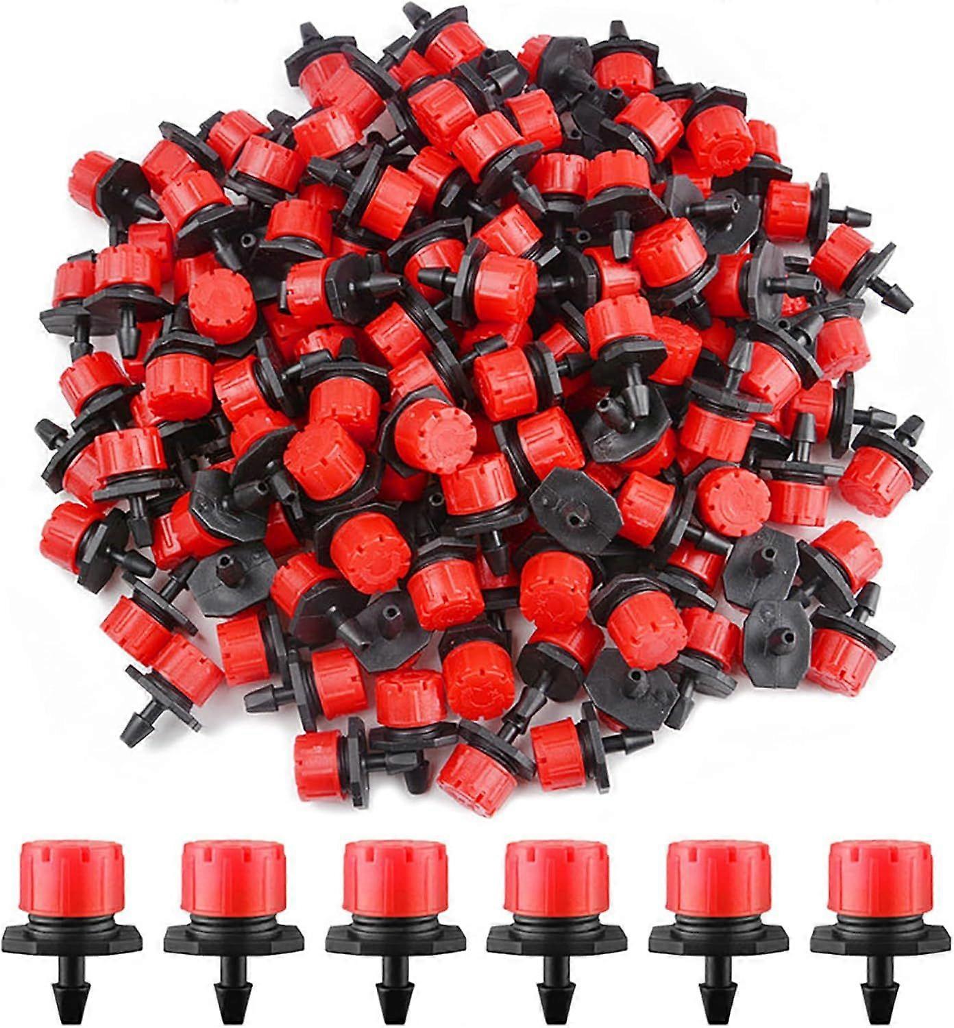 (200pcs) Adjustable Irrigation Dripper, 1/4'' Micro Flow Drip Irrigation System Drip Head Irrigation Mist Nozzles(Red)