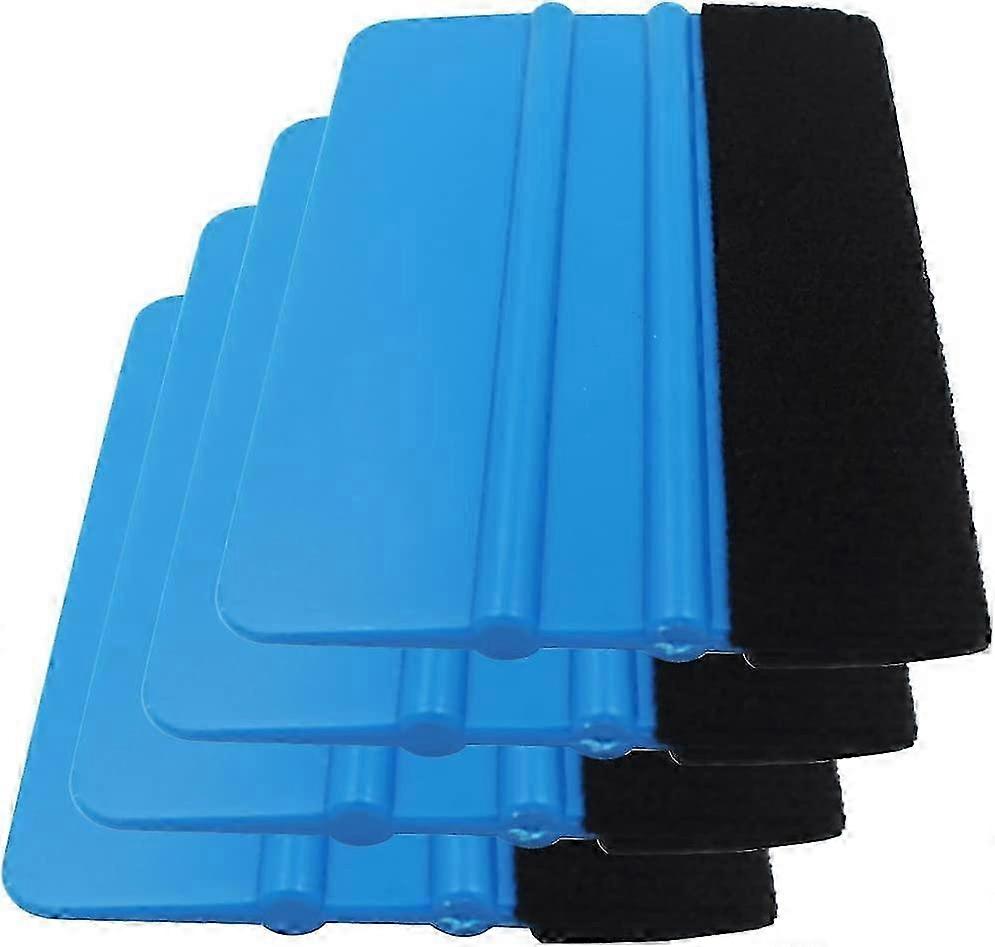 4 Pack Durable Black Felt Edge Squeegee 4 Inch for Car Wrapping Decal Squeegee Window Tint Work