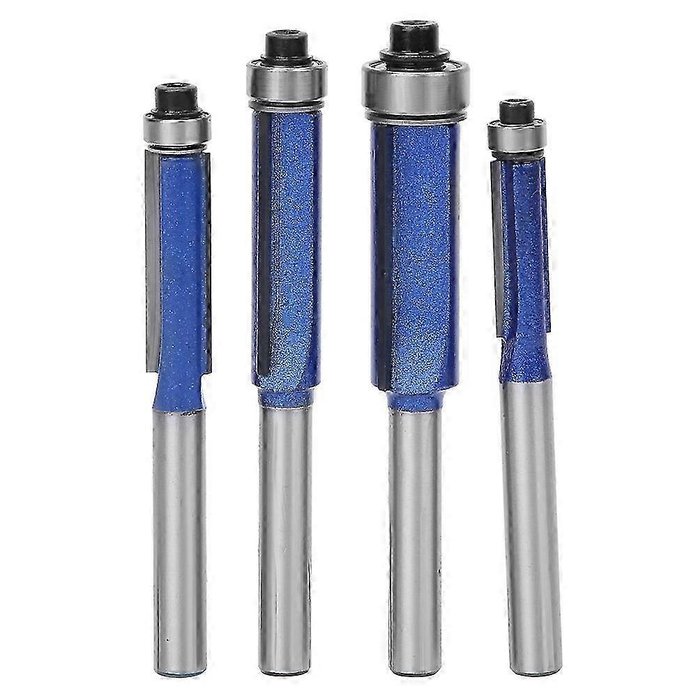 4pcs 1/4 Inch Shank Straight Flush Trim Router Bit Woodworking Milling Cutter Tools