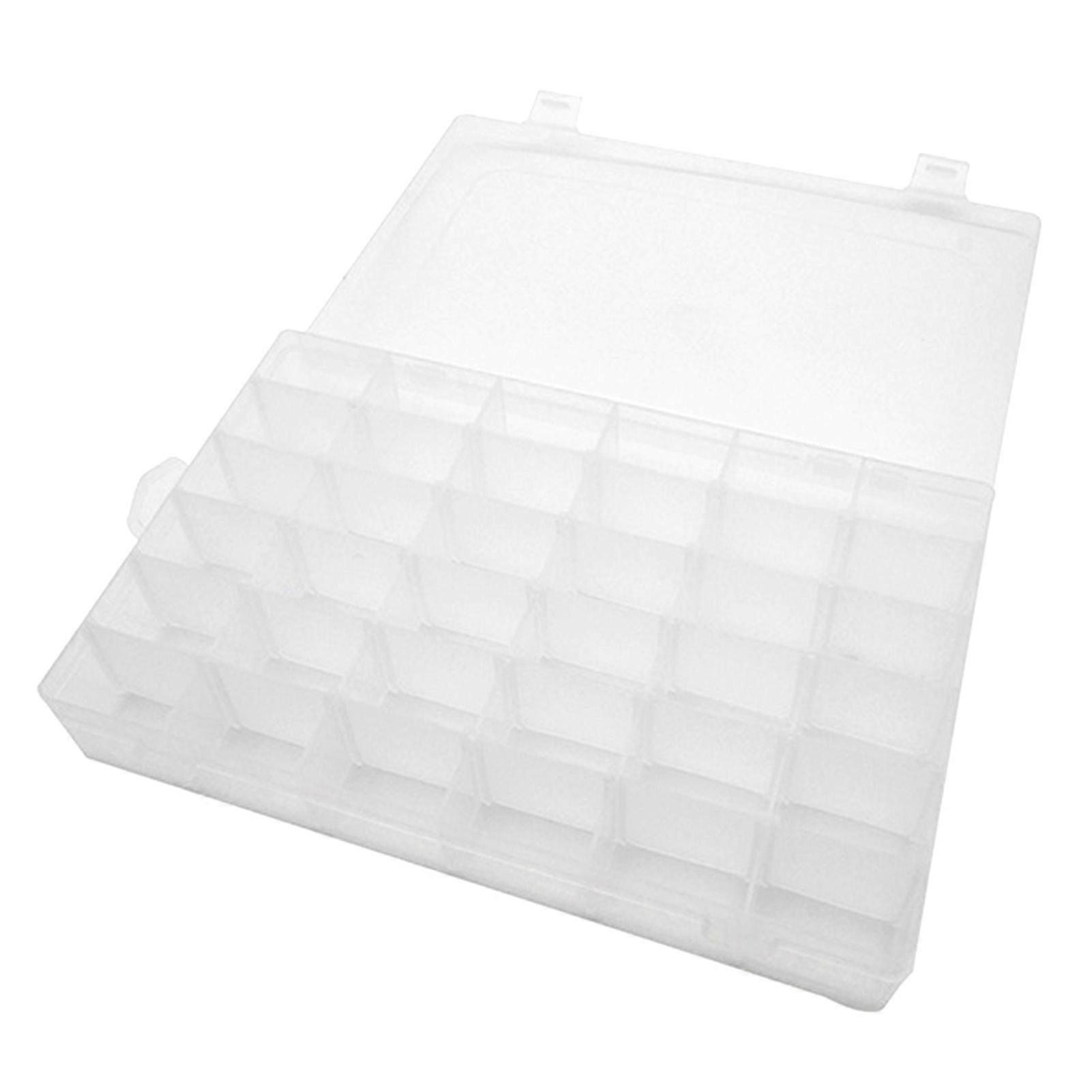 2pcs Organizer Box 36 Compartments Adjustable Grid Double Snap Clear Plastic Craft Storage Box