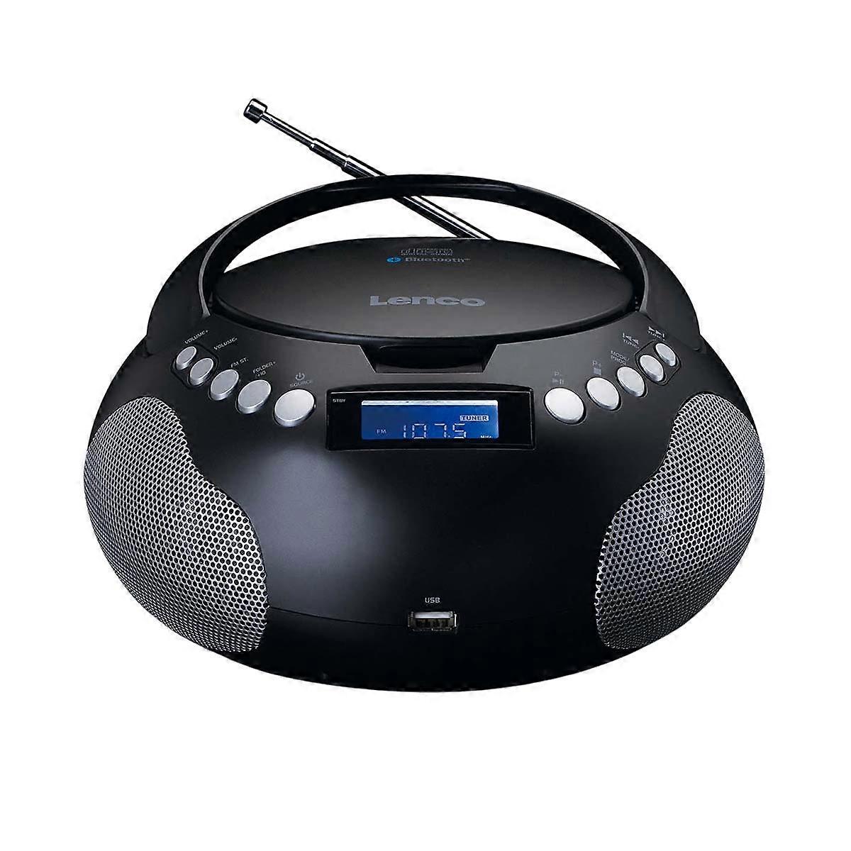 Bluetooth/CD/MP3/USB Wireless Radio Model SCD-331 with Carrying Handle, Black / Silver