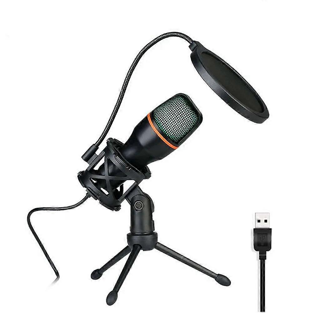 Professional USB Condenser Microphone Live Streaming Microphone for PC Laptop Video Games Podcasts