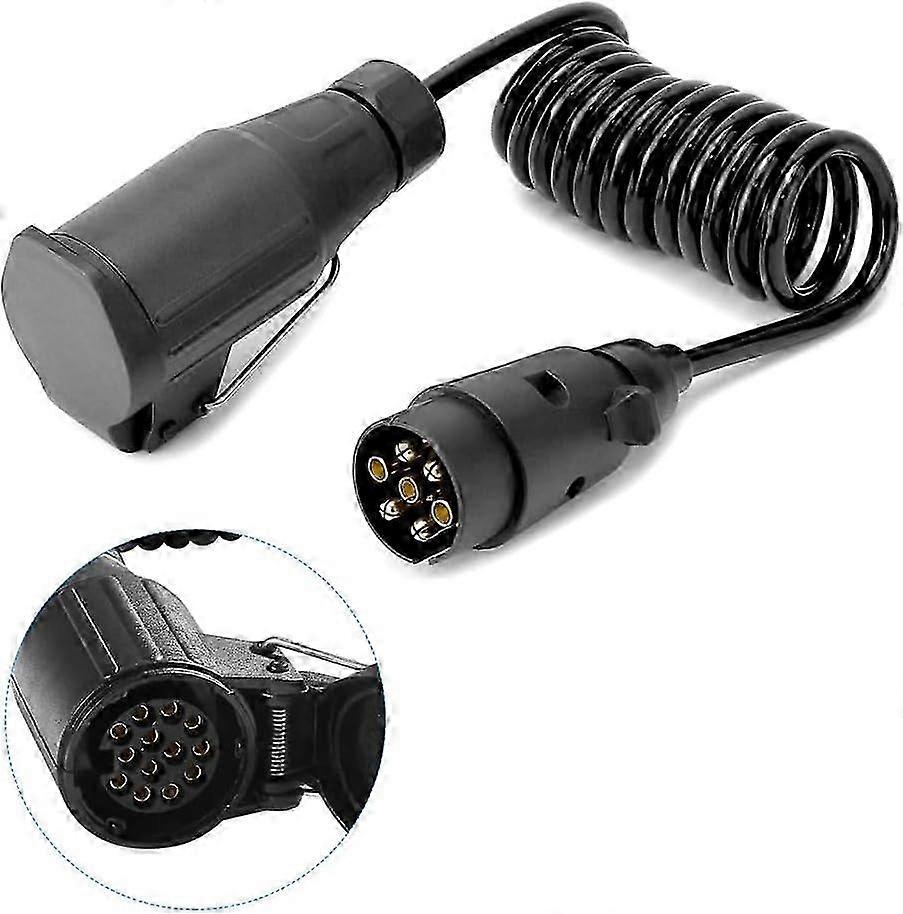 Förlängningssladd för släpvagn, 2M släpvagnssladd, 7-7-stifts spiralförlängningssladd, 12V adapterkabel, släpvagn E