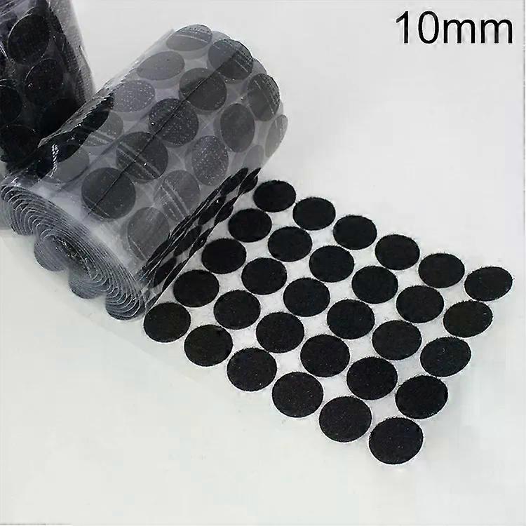 10mm Round Nylon Hook and Loop Fasteners-1000 PCS,Black,Black