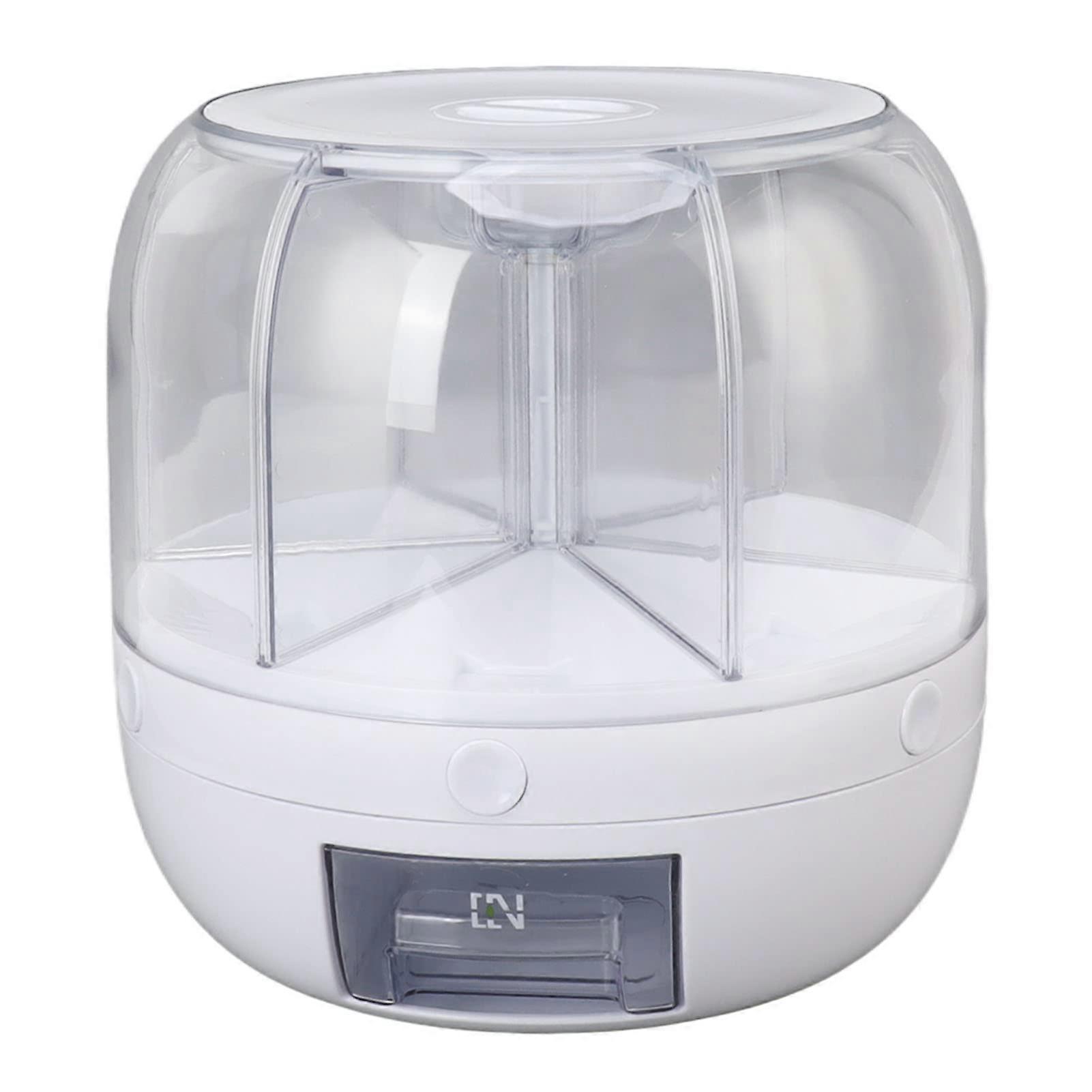 Cereal Rice and Grain Storage Container 13.2Lb Capacity 360Degree Rotating Dispenser 6Compartment Kitchen Organizer