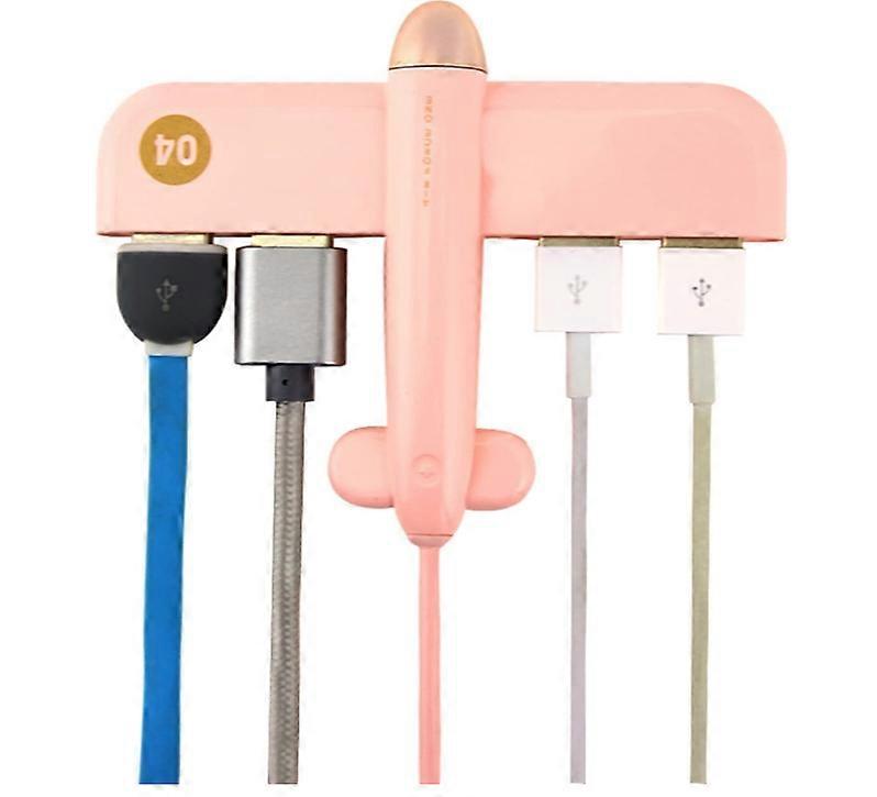 Creative Lightweight Multi Port USB Hub Aircraft Plane Shape for MacBook Mac Pro & Mini, Multiple 4 Ports Powered USB 2.0 Hub Splitter(Pink)