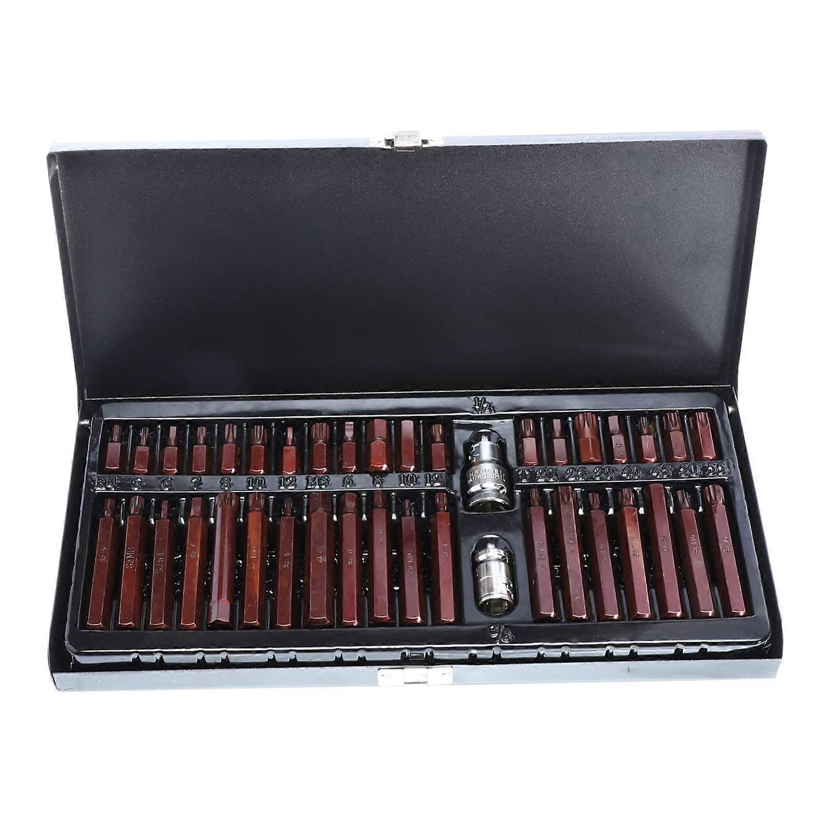 Ergonomic 40pc Bit Set Socket Hex Spline Bit Set for Car Repair Compact Iron Tool Box