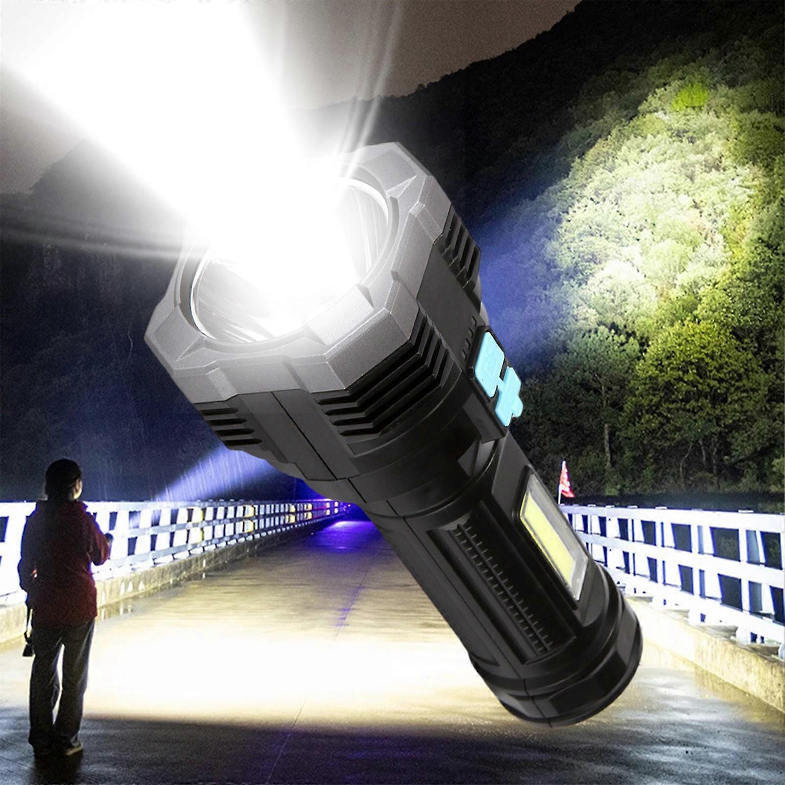 High Power Led Flashlights Camping Torch With Cob Side Light Rechargeable Portable Hand Lantern Lighting YY