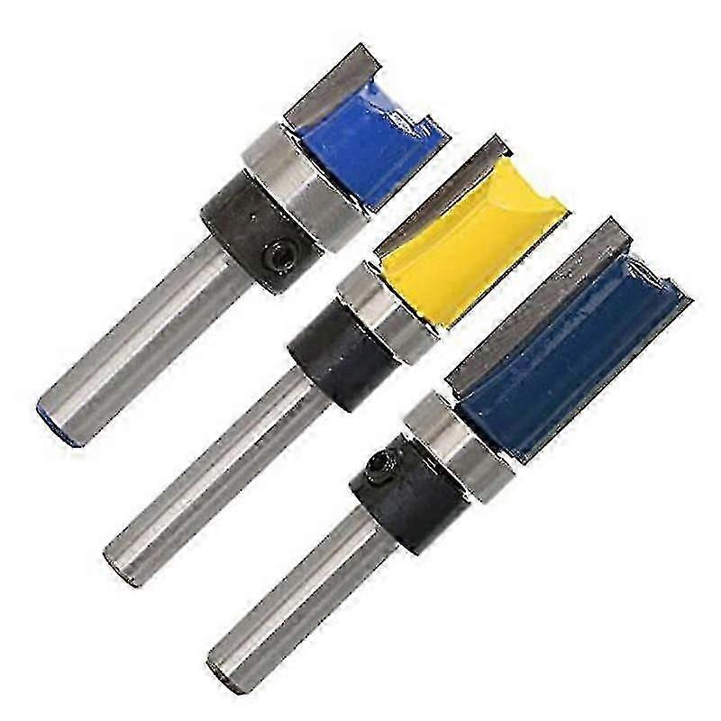 3pcs 1/4 polegadas Flush Trim Router Bits Padrão Modelo Router Bit Set Woodworking Top Bearing