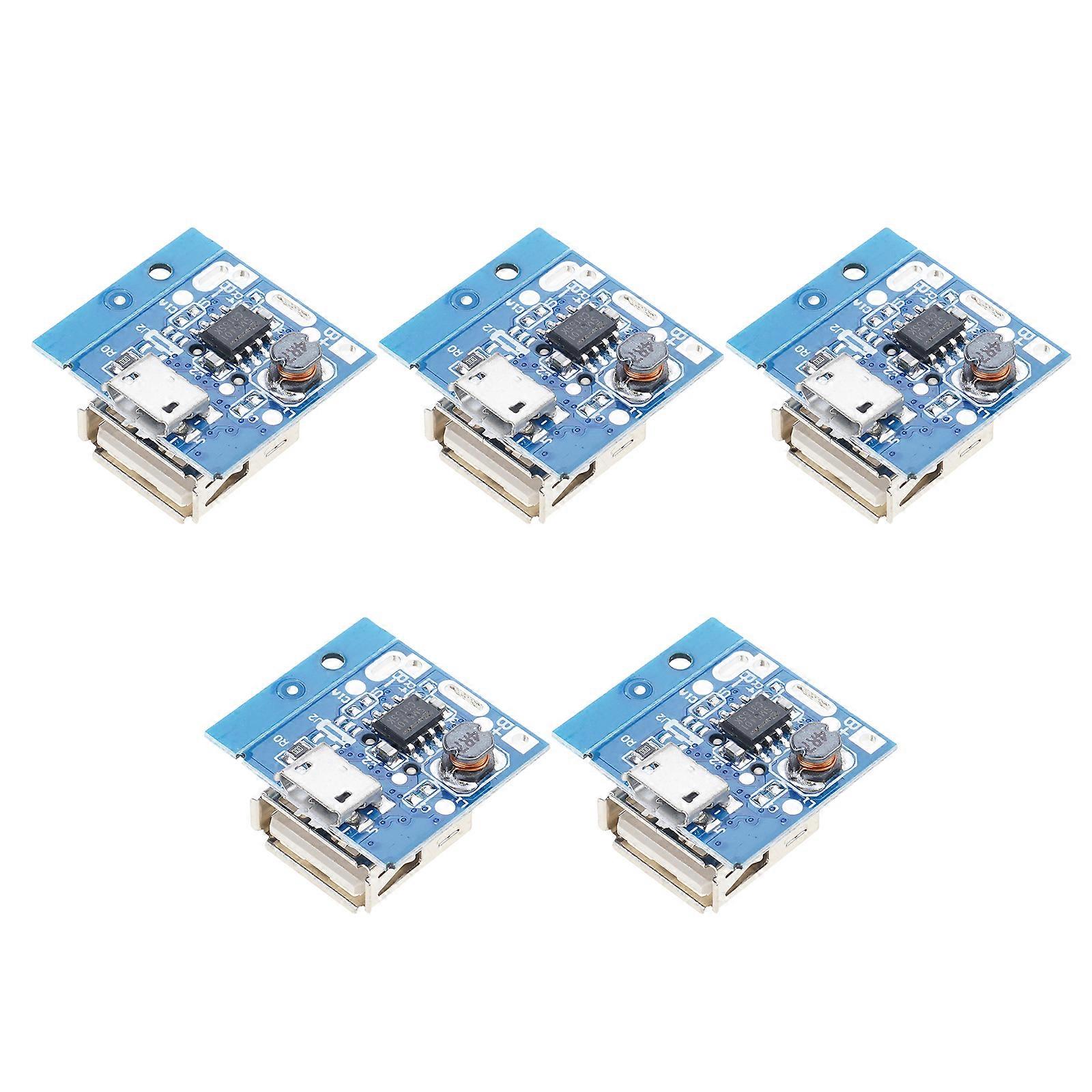 5Pieces 5VBoost Steps Up Power Supply Module Converters Module for Lithiums Battery Charging with USB Micros Port