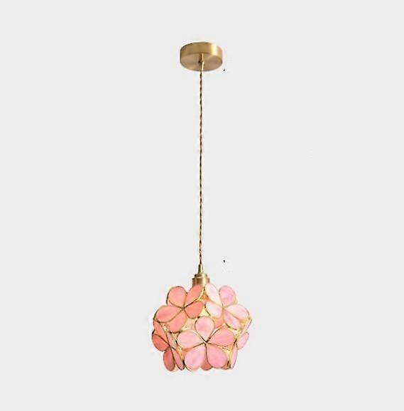 Customized simple glass flower chandelier (Sakura powder, iron electroplating)