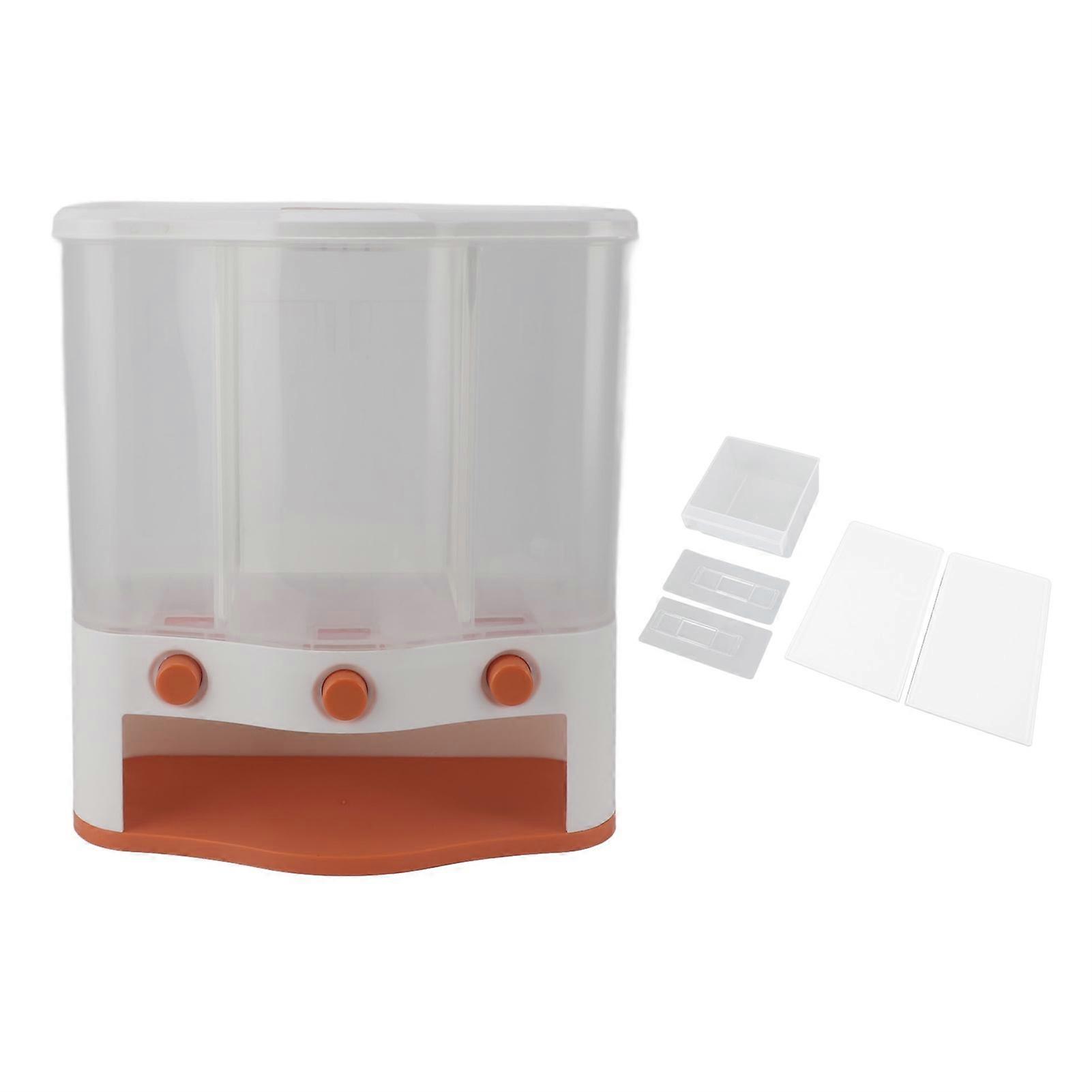 3 Grid Cereal Dispenser Airtight Dry Food Storage Container Wall Mounted Grain Storage Container