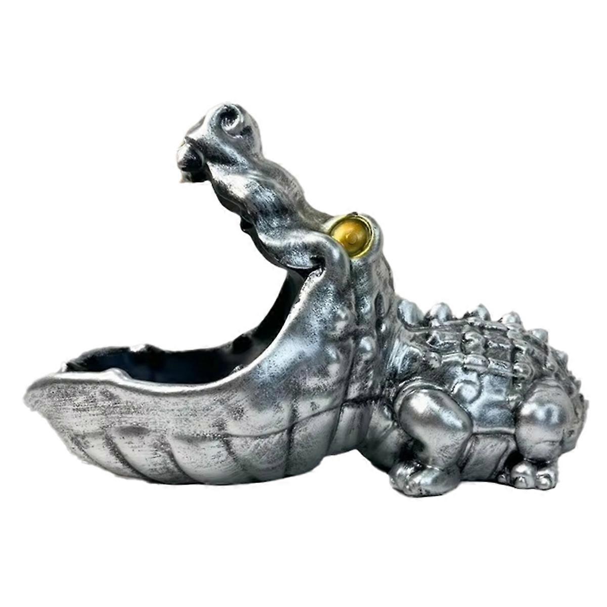 and crocodile card and key storage box Silver