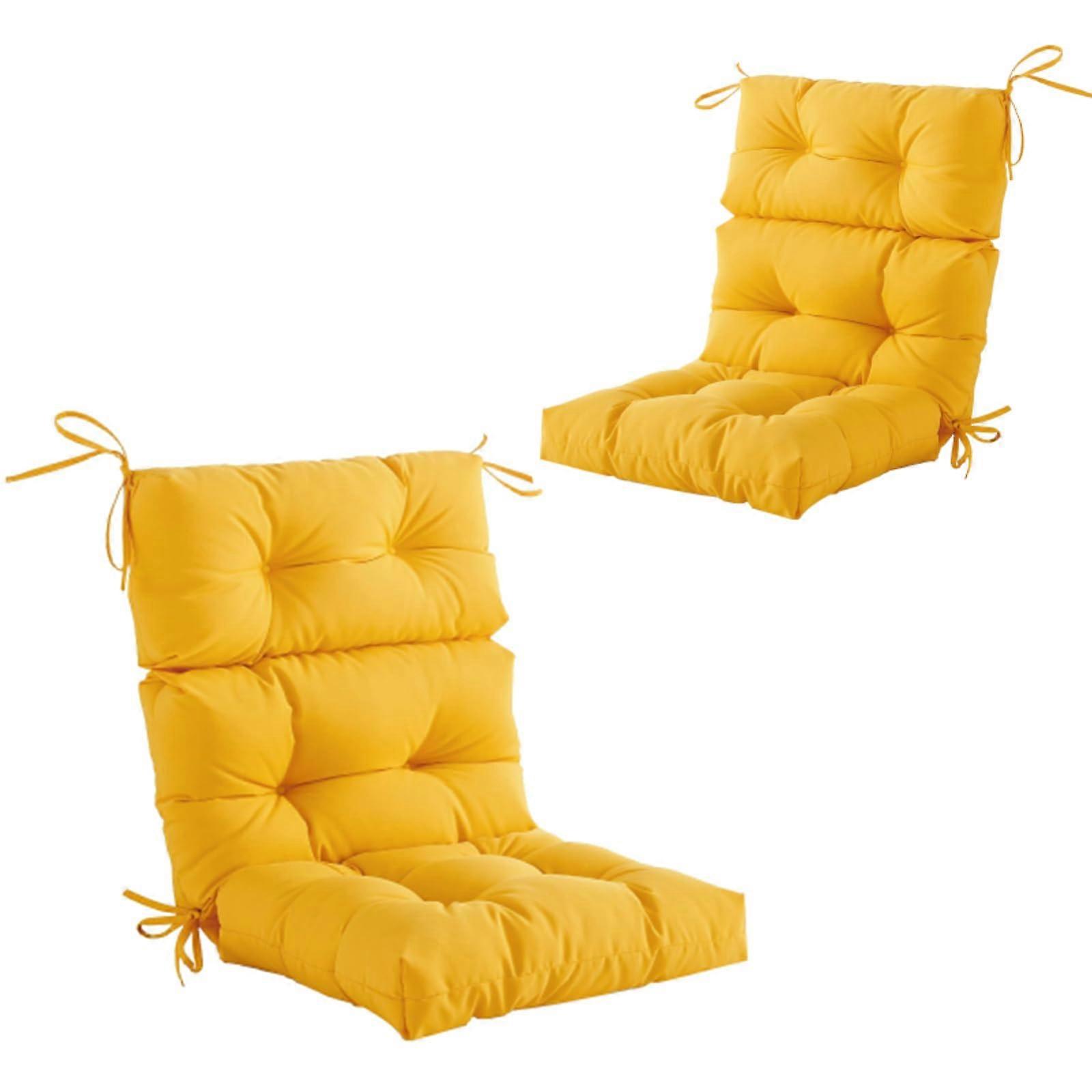 High Back Chair Cushion for Adirondack Chairs, Water-Resistant, Yellow, with Ties for Indoor/Outdoor Use