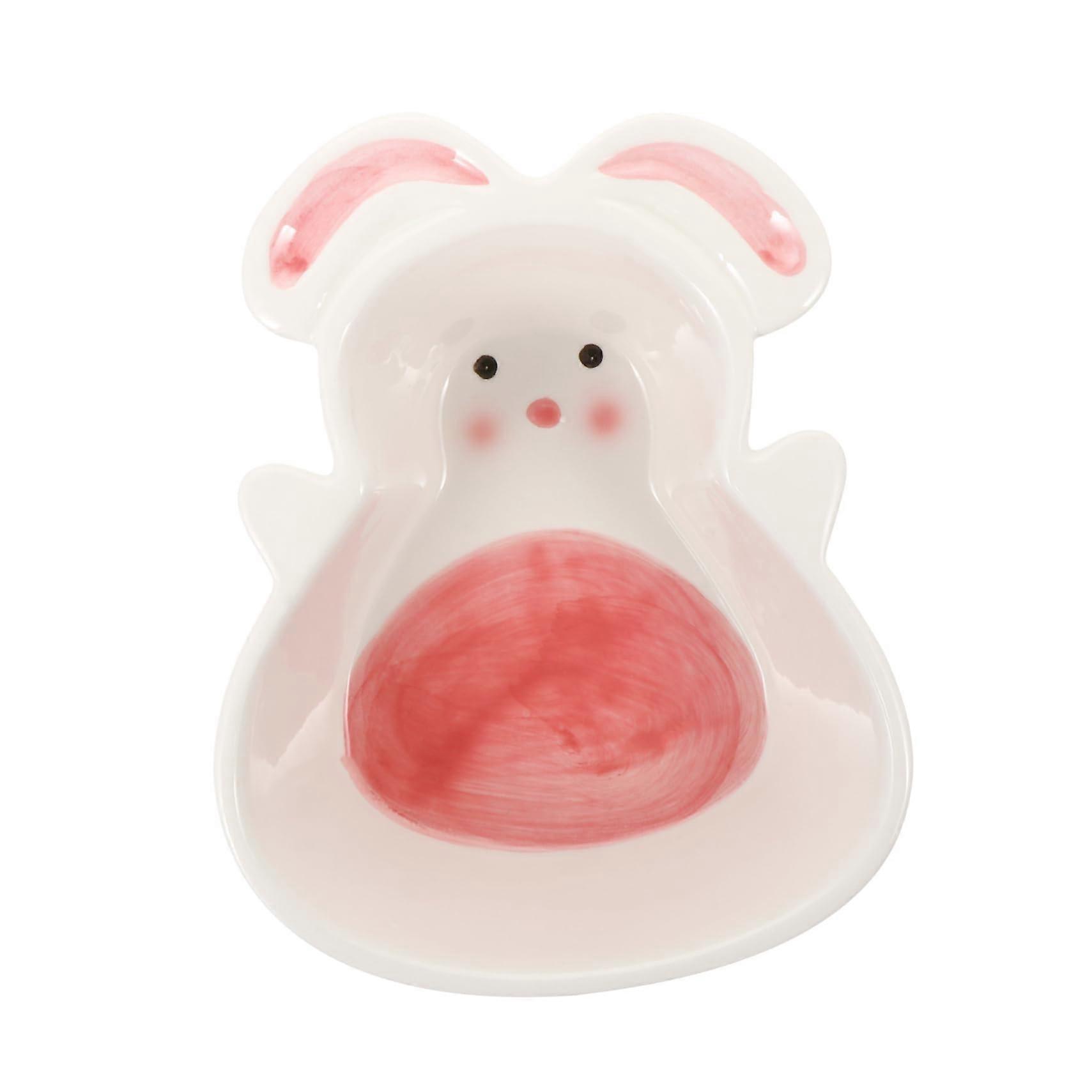 Pet Ceramic Bowl for Small Animals - Rabbit-Shaped Non-Slip Feeding Bowl, Easy to Clean, 6 Inch Size