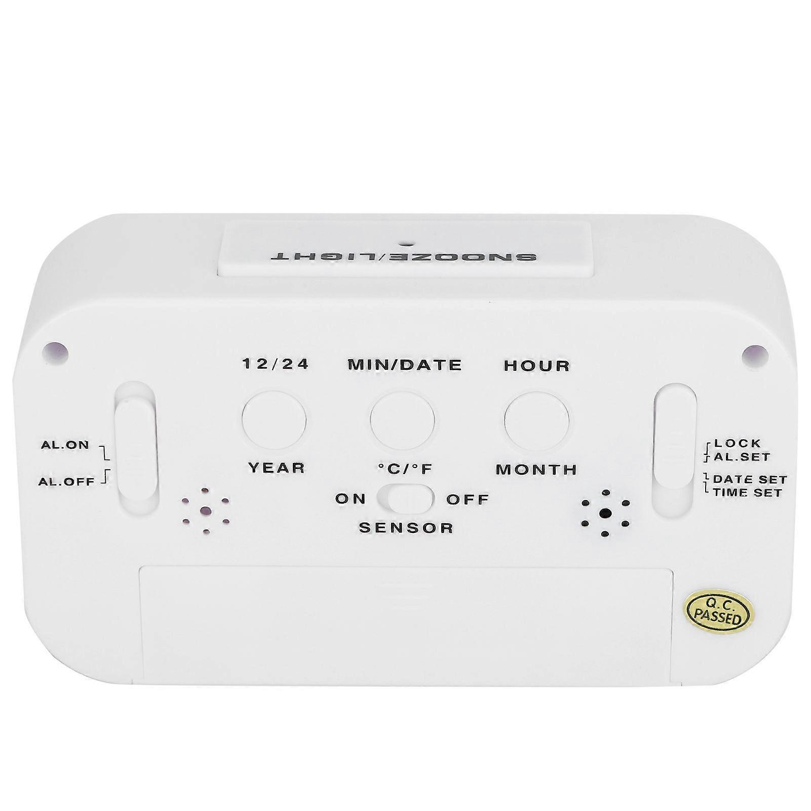 LCD Elektronische Klok Groot Scherm Mute Smart Time Temperatuur Display Wekker GHY501White