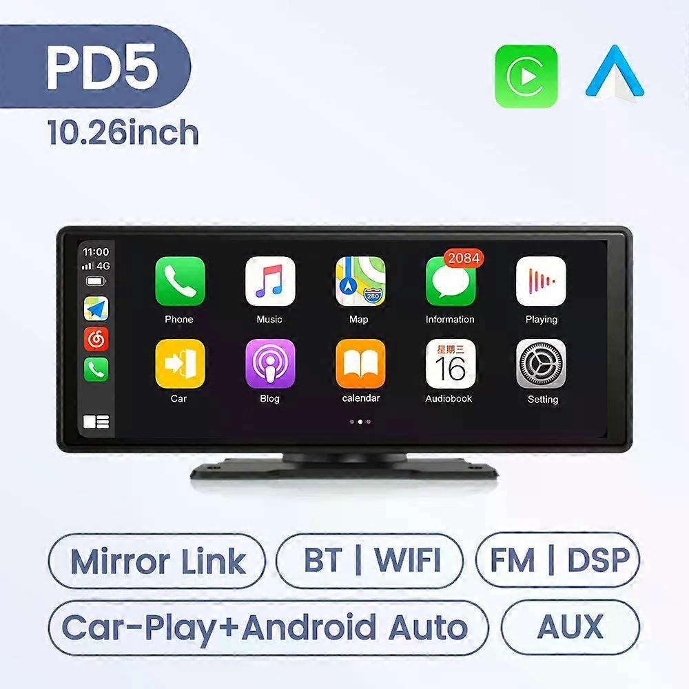 10,26-Zoll-Automonitor, kabelloser CarPlay-Android-Auto-Bildschirm, DSP, WIFI, Multimedia-Player, unterstützt HD-Kamera, FM, AUX, Navigation, Dashboard