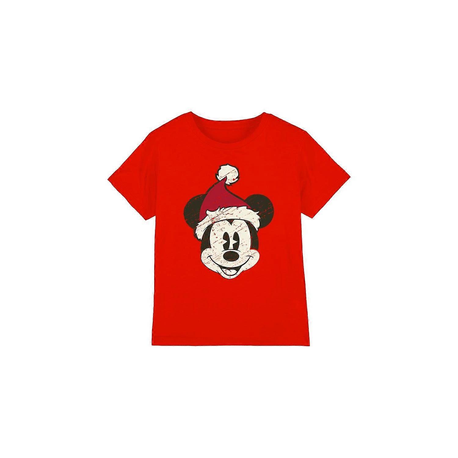 Disney Dětské/dětské tričko Mickey Mouse Santa Face