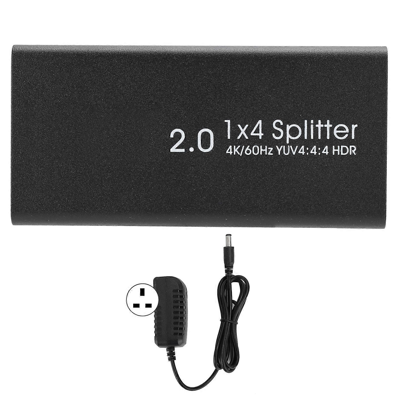 HDMI2.0 High Definition Splitter 4K 60HZ 1x4 HDMI 1 In 4 Out Split Screen 100‑240V