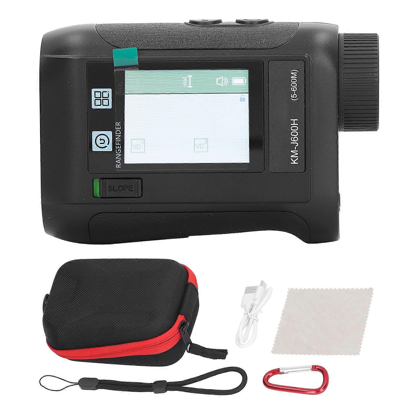 Laser Rangefinder Voice Broadcast 656 Yards 6.5X Magnification Golf Distance Finder with LCD Touch Screen