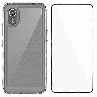 Compatible For Samsung Galaxy Xcover7 Case WANLONFENG MF Series TPU Acrylic Clear Phone Cover with Tempered Glass Film