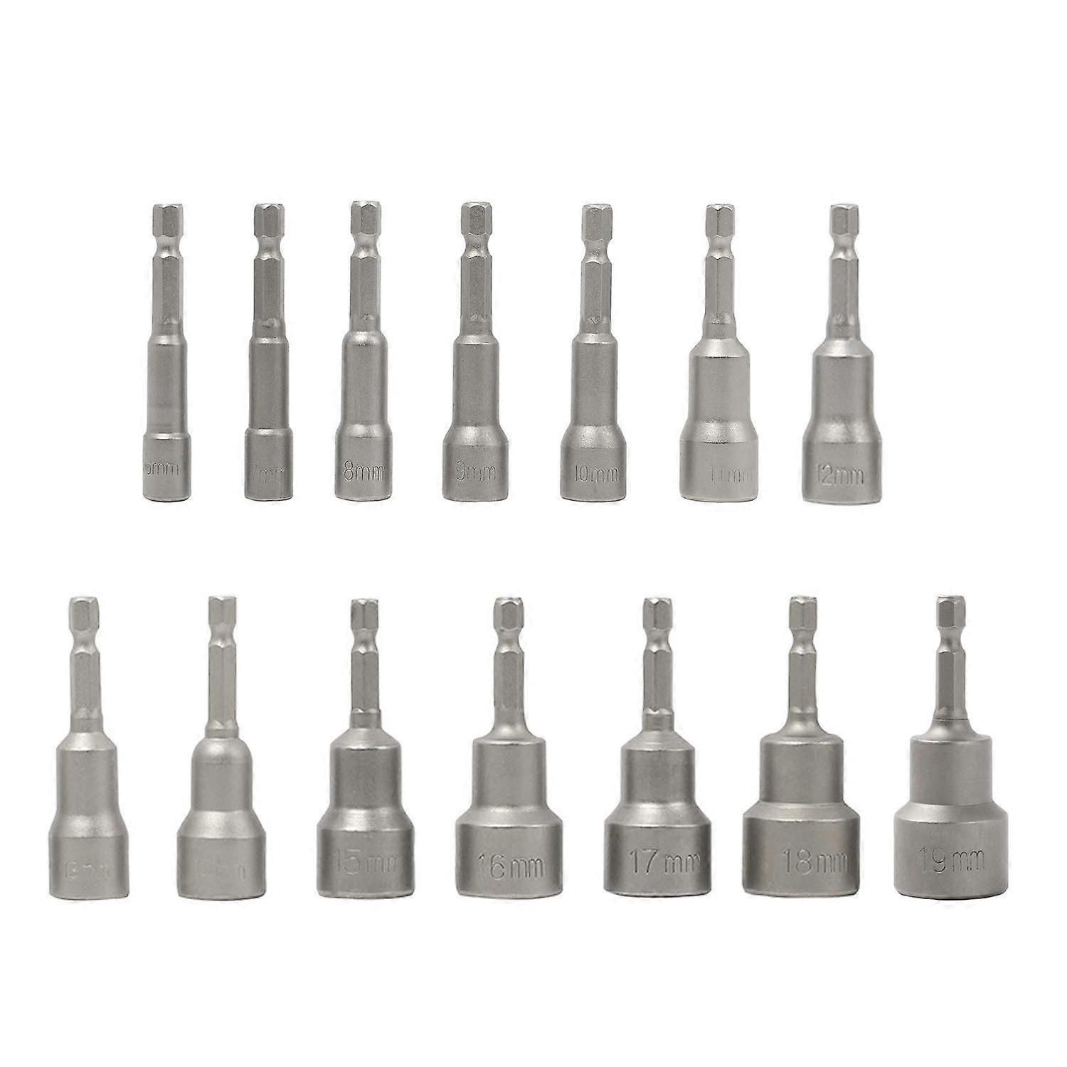 14pcs 619mm QuickChange Magnetic Nut Driver Drill Bit Sets 1/4 inch Hex Shank Metric Socket Wrench Screw Power Tool