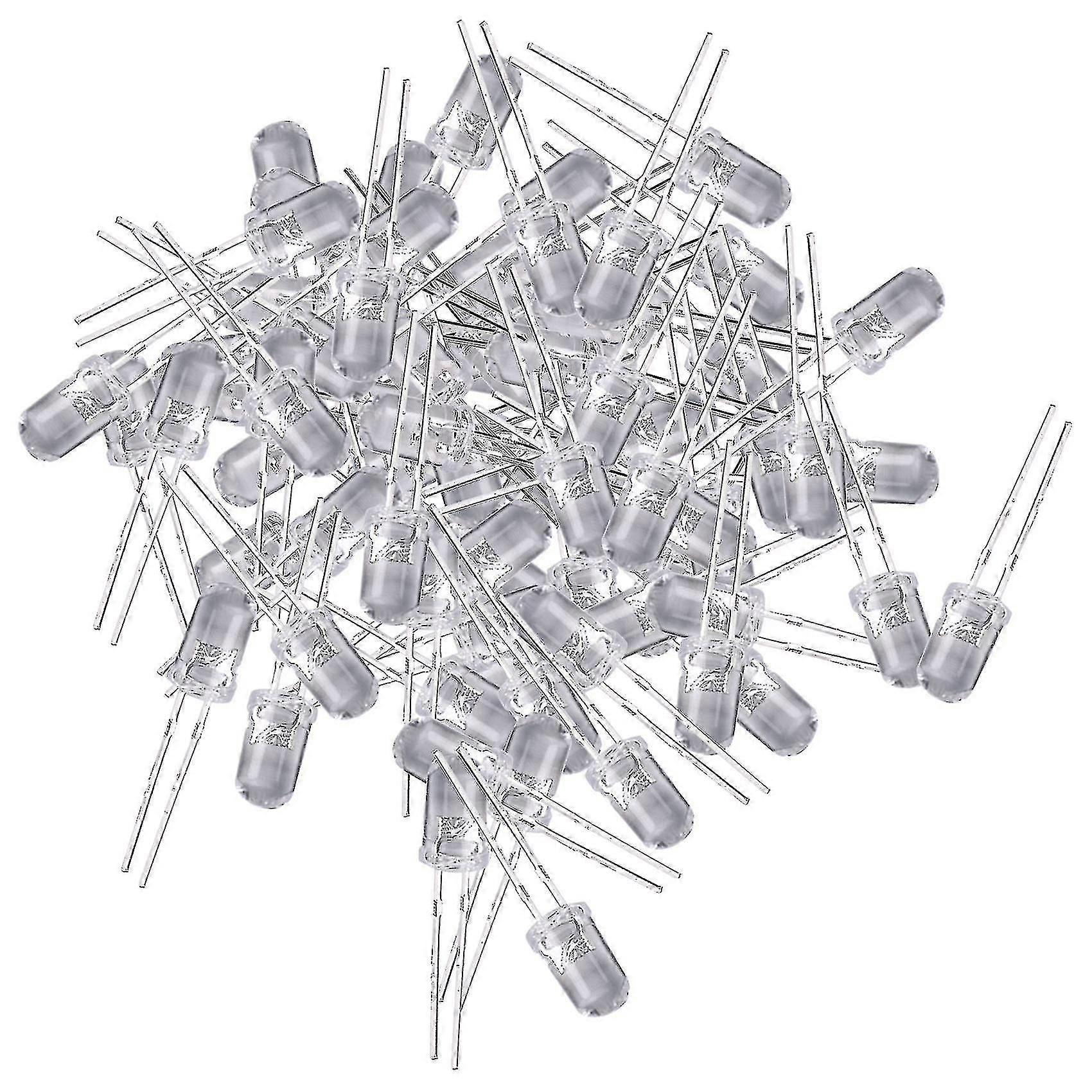 100 Pcs 5mm Warm White Led Diode Lights Dc 3v 20ma Bulb Electronics Components Light Emitting Diode