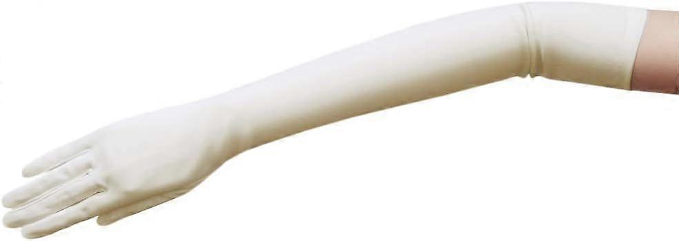 2025 Τελευταίο μοντέλο 19.5" Long Stretch Dull Matte Satin Gloves No Shine, Elegant Look Off-white