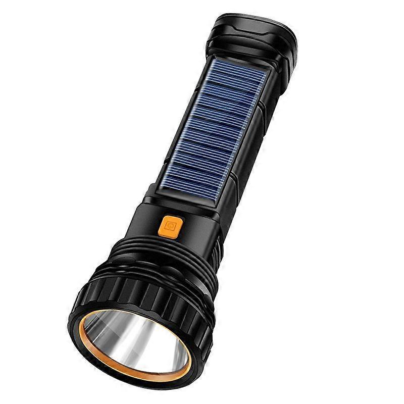 Solar Rechargeable Flashlight Built-In Battery With Cob Side Tactical Outdoor Camping Flashlight