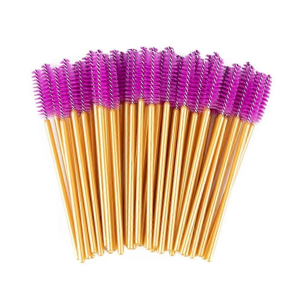 Eyelash Mascara Stick Lash Curling Brush 50pcs/set Of Lash Stick Lash Extension Brush (Color : Goldpurple)